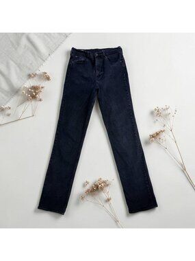GAP Sky High Straight Jeans Women Size 30 Black High Rise Stretch Denim